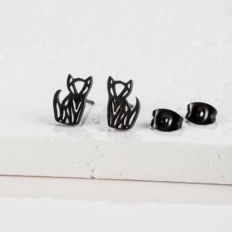 1 Pair Cute Minimalist Animal Notes Polishing 304 Stainless Steel 18K Gold Plated Ear Studs