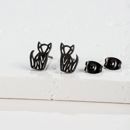 1 Pair Cute Minimalist Animal Notes Polishing 304 Stainless Steel 18K Gold Plated Ear Studs