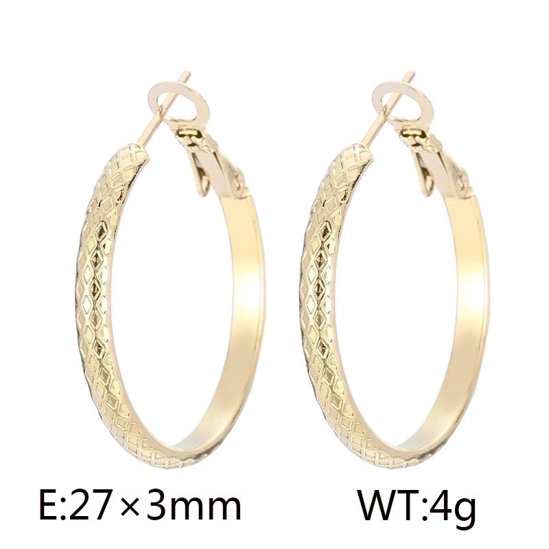 1 Pair Casual Minimalist Solid Color Plating Titanium Steel 18K Gold Plated Hoop Earrings