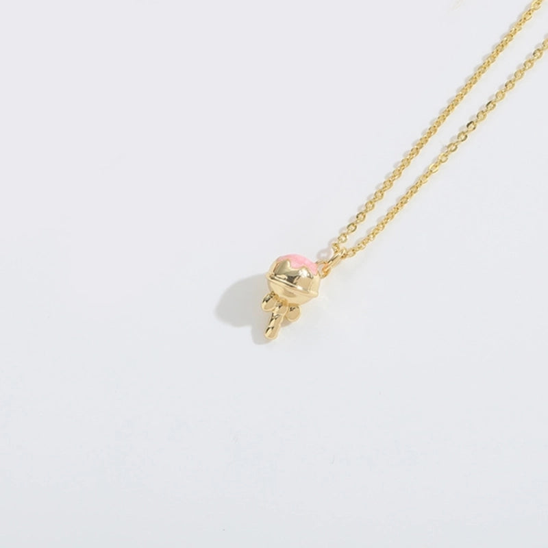 Copper Cable Chain 14K Gold Plated Enamel Ice Cream Lollipop Chili Necklace