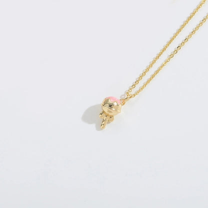 Copper Cable Chain 14K Gold Plated Enamel Ice Cream Lollipop Chili Necklace