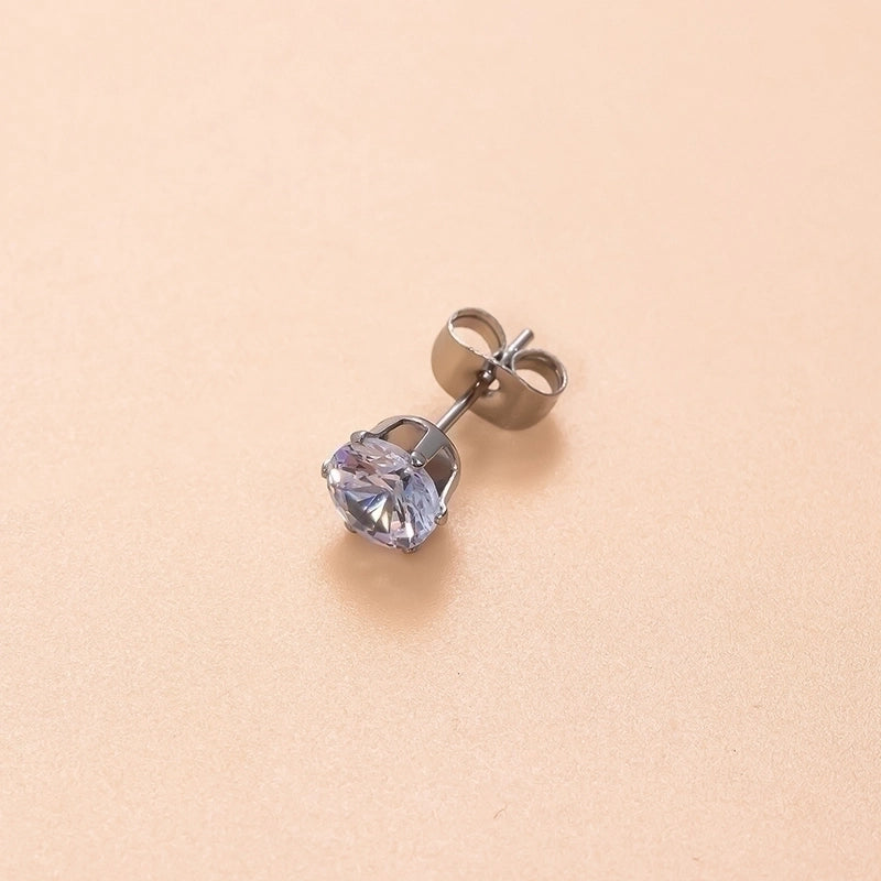 1 Piece Ear Cartilage Rings & Studs Minimalist Classic Style Geometric Round 316L Stainless Steel Plating Inlay Zircon