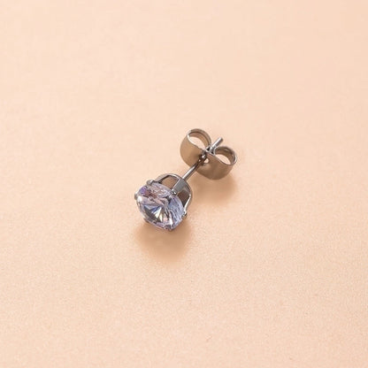 1 Piece Ear Cartilage Rings & Studs Minimalist Classic Style Geometric Round 316L Stainless Steel Plating Inlay Zircon