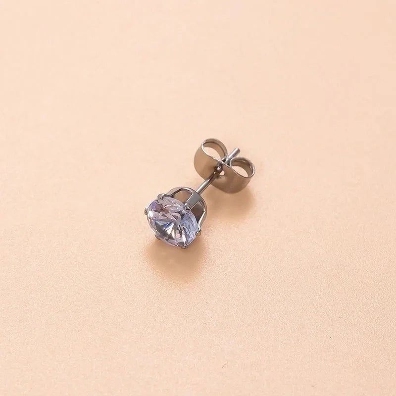 1 Piece Ear Cartilage Rings & Studs Minimalist Classic Style Geometric Round 316L Stainless Steel Plating Inlay Zircon