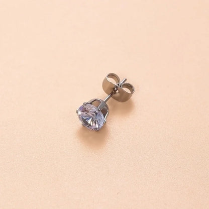 1 Piece Ear Cartilage Rings & Studs Minimalist Classic Style Geometric Round 316L Stainless Steel Plating Inlay Zircon