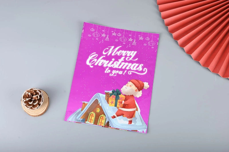 Cross-border New Christmas Gift Bag Santa Claus Drawstring Bag Aluminum Foil Bag Candy Packaging Bag Gift Bag