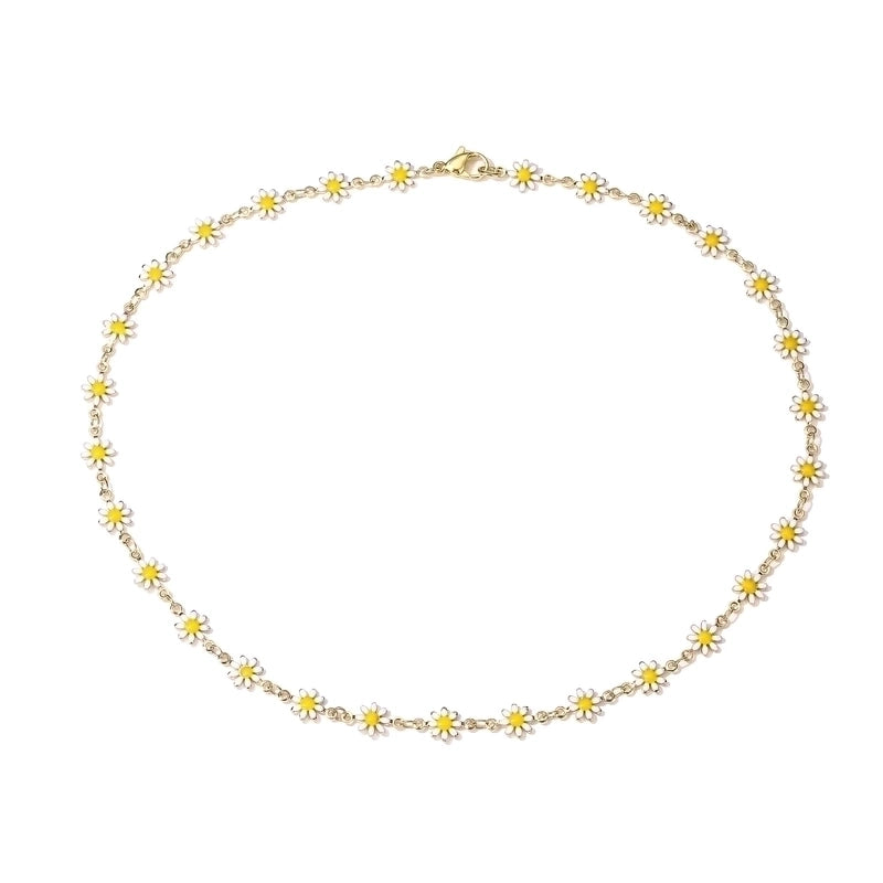 Cute Flower Daisy Copper Enamel Plating Bracelets 1 Piece