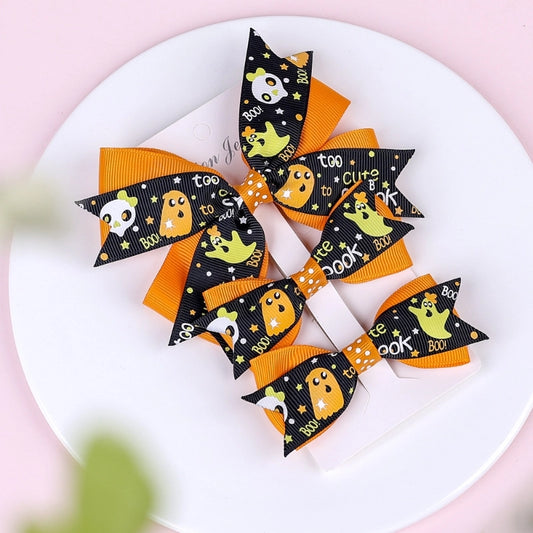Halloween Pumpkin Children's Bow Hairpin Three-piece Set