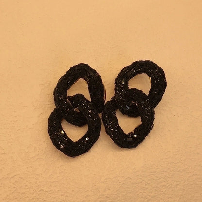 2 Pieces Minimalist Commute Geometric Inlay Copper Zircon Drop Earrings