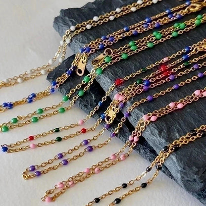 Titanium Steel 18K Gold Plated Minimalist Geometric Enamel Necklace