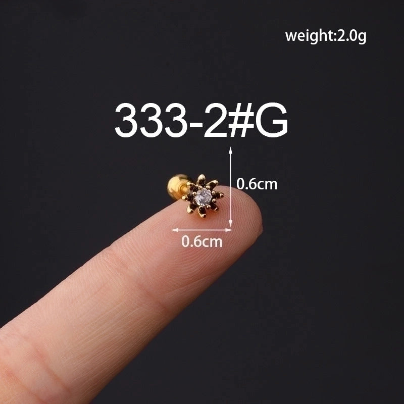 Ear Cartilage Rings & Studs Fashion Geometric Copper Plating Artificial Gemstones