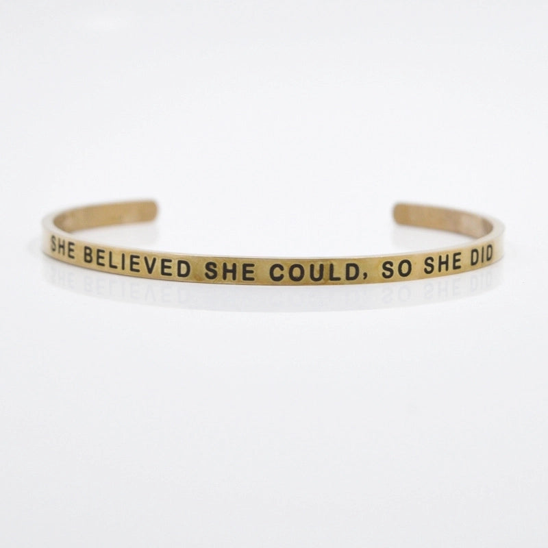 Casual Minimalist Letter Stainless Steel Cuff Bracelets