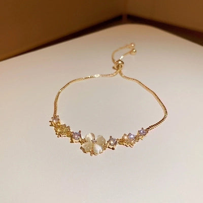 Minimalist Heart Shape Copper Inlay Zircon Bracelets