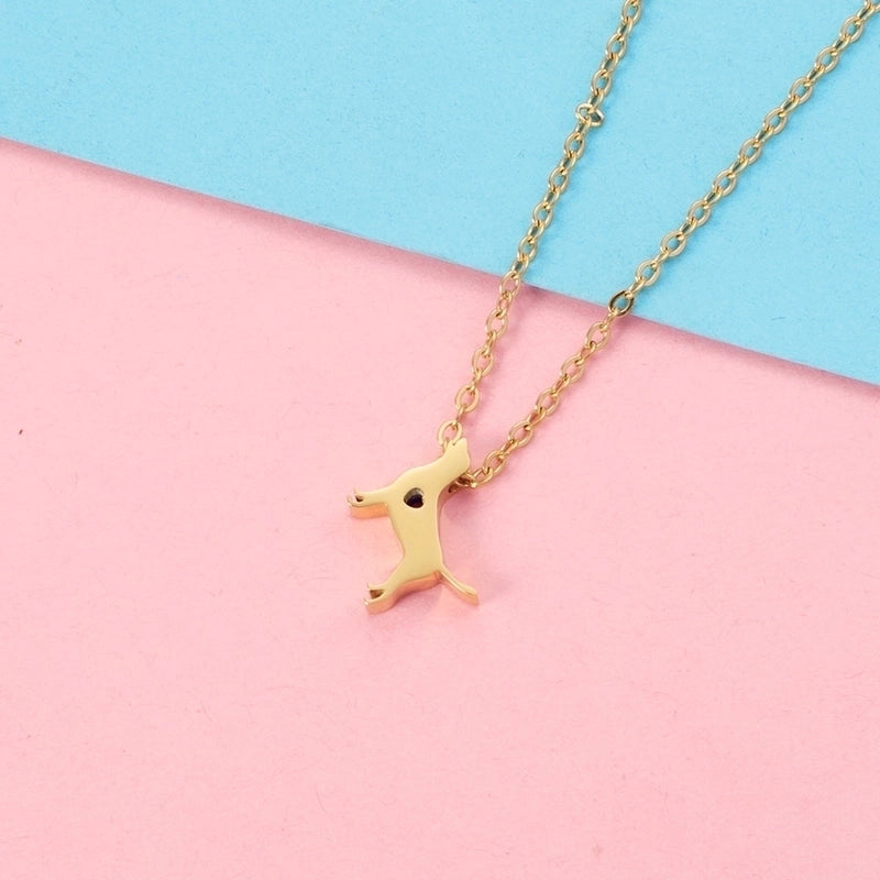 Cute Minimalist Dog Heart Shape 304 Stainless Steel 18K Gold Plated Plating Pendant Necklace