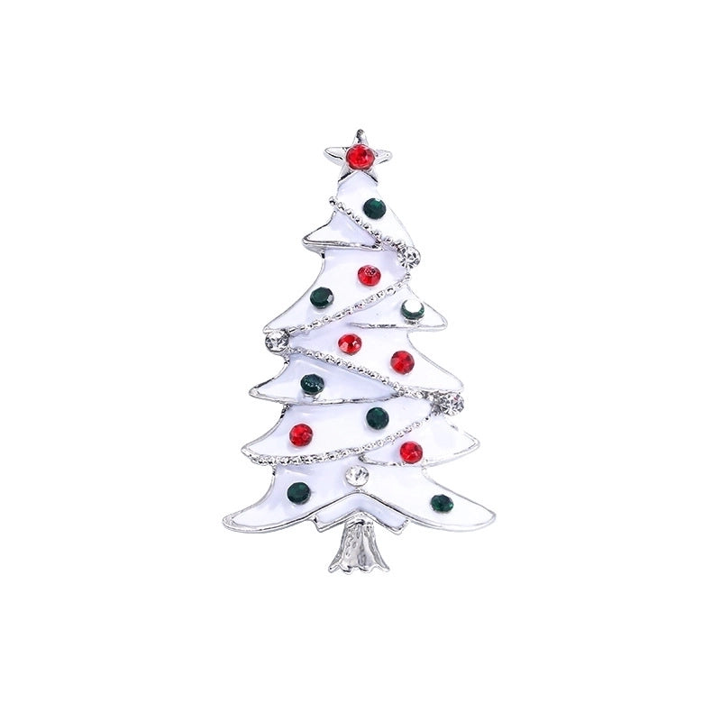 Fashion Pin Christmas Tree Alloy Plating Rhinestones Women'S Brooches