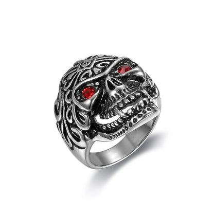 Punk Cool Style Skull Stainless Steel Inlay Rhinestones Halloween Men'S Rings