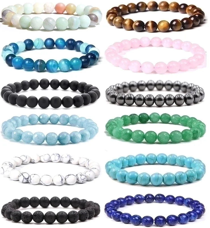 Minimalist Solid Color Natural Stone Beaded Bracelets