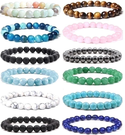 Minimalist Solid Color Natural Stone Beaded Bracelets
