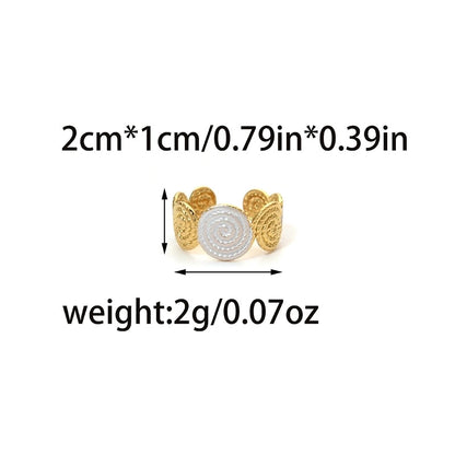 Casual Vacation Beach Starfish Swirl Pattern 304 Stainless Steel 14K Gold Plated Enamel Open Rings