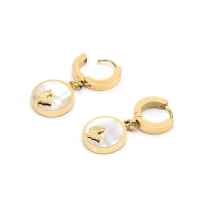 Titanium Steel 18K Gold Plated Lady Plating Inlay Butterfly Acrylic Titanium Steel Earrings Necklace