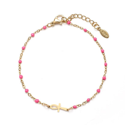 Minimalist Cross Stainless Steel Enamel Plating Bracelets