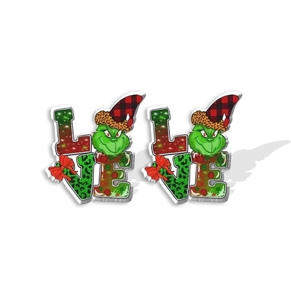 5 Pieces Cute Cartoon Christmas Hat Christmas Tree Arylic Epoxy Christmas Women's Earrings 1 Pair