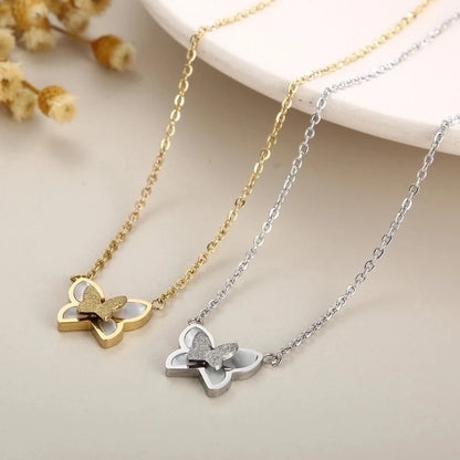 Titanium Steel 18K Gold Plated Elegant Streetwear Plating Inlay Butterfly Shell Bracelets Earrings Necklace