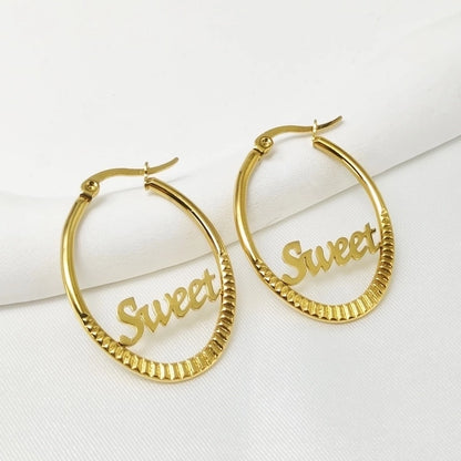 1 Pair IG Style Elegant Commute Letter Oval 304 Stainless Steel 18K Gold Plated Stainless Steel Earrings