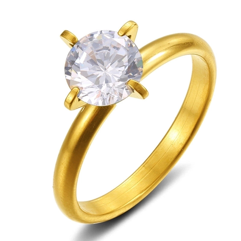 Elegant Solid Color Titanium Steel Inlay Zircon Rings