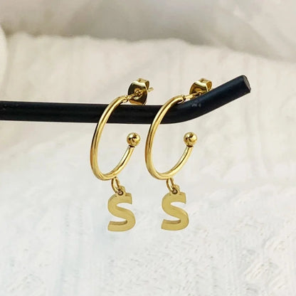 1 Pair Minimalist C Shape Letter Plating 304 Stainless Steel 18K Gold Plated Drop Earrings