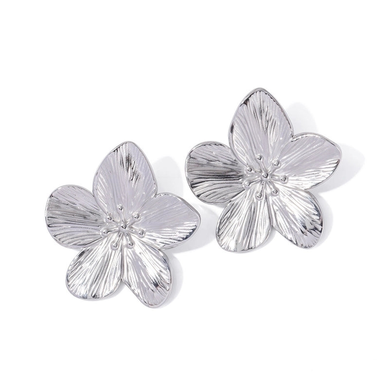 1 Pair Minimalist Classic Style Flower Petal 304 Stainless Steel 18K Gold Plated Ear Studs