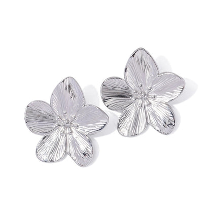 1 Pair Minimalist Classic Style Flower Petal 304 Stainless Steel 18K Gold Plated Ear Studs