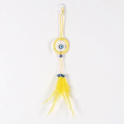 Decorative Dream Catcher Pendant Keychain Evil Eyes Dream Catcher Pendant Keychain Pendant Feather Hand Woven