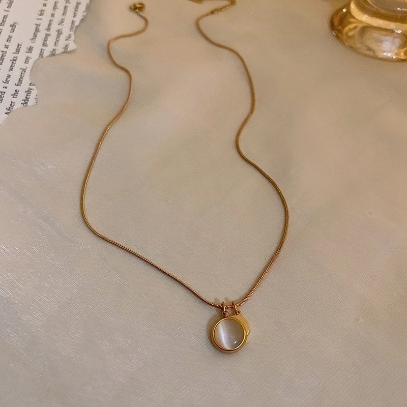 Minimalist Geometric Alloy Titanium Steel Plating Inlay Artificial Pearls Turquoise Rhinestones Necklace