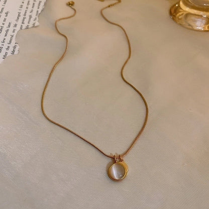 Minimalist Geometric Alloy Titanium Steel Plating Inlay Artificial Pearls Turquoise Rhinestones Necklace