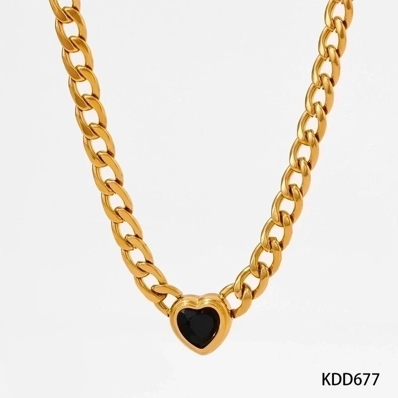 3 Pieces 304 Stainless Steel 16K Gold Plated White Gold Plated Gold Plated Minimalist Inlay Heart Shape Zircon Bracelets Earrings Necklace