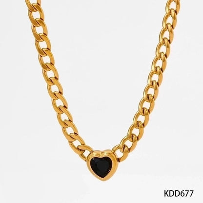 3 Pieces 304 Stainless Steel 16K Gold Plated White Gold Plated Gold Plated Minimalist Inlay Heart Shape Zircon Bracelets Earrings Necklace