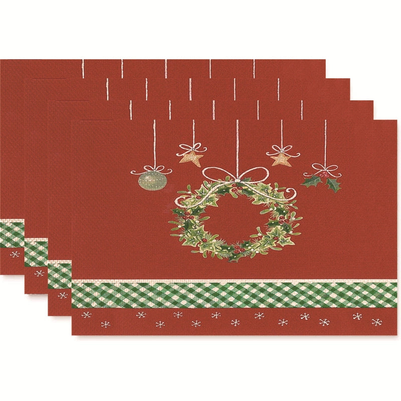 Christmas Nordic Style Christmas Tree Bow Knot Snowflake Linen Cotton And Linen Placemat