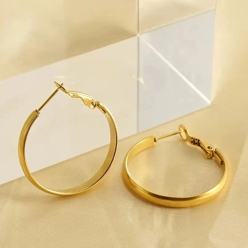1 Pair Minimalist Round 304 Stainless Steel 18K Gold Plated Earrings