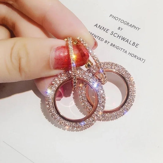 Princess Cute Christmas O-Shape Plating Diamond Alloy Artificial Rhinestones Earrings