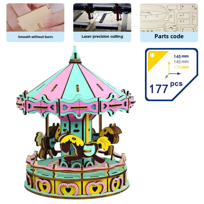 Stall Supply Children's Wooden 3D Puzzle Adult Puzzle Christmas Building Handmade Educational Model Toy