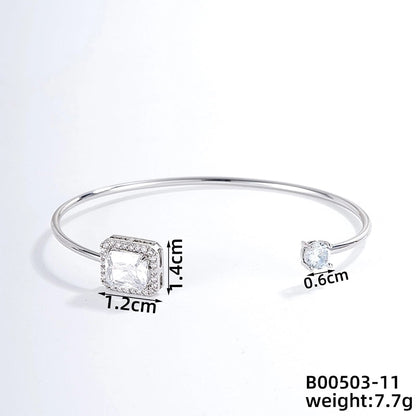 304 Stainless Steel Copper Casual Minimalist Classic Style Geometric Heart Shape Flower Zircon Bangle