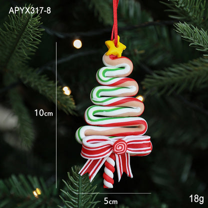 Christmas Elegant Cute Lollipop Soft Clay Indoor Family Gathering Party Hanging Ornaments Decorations Hanging Ornaments