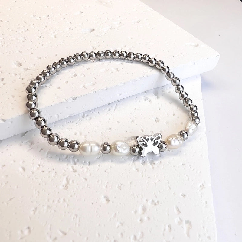 Sweet Star Heart Shape Butterfly Stainless Steel Beaded Plating Bracelets