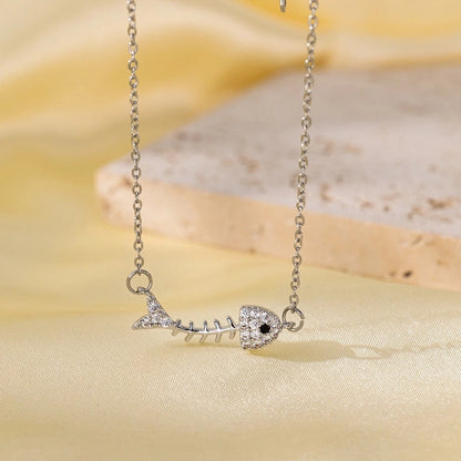 Titanium Steel Copper Plating Heart Shape Flower Bow Knot Pendant Necklace