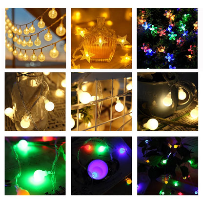 10 Pieces Transparent Round Ball Snowflake Small Five-star Christmas Tree Light String Accessories Five-pointed Star Tree Top Star Christmas Decoration