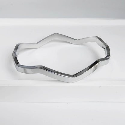 Hip-Hop Modern Style Minimalist Geometric Waves 304 Stainless Steel Bangle In Bulk