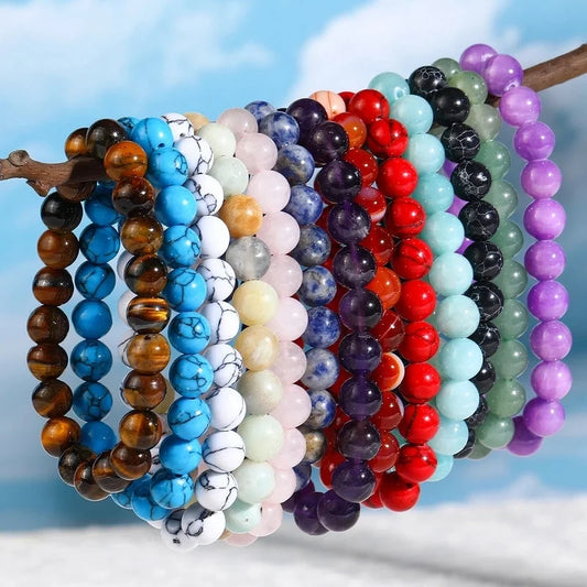 Retro Round Natural Stone Bracelets In Bulk