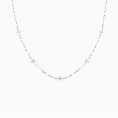 Copper Inlay Flower Petal Zircon Anklet Necklace