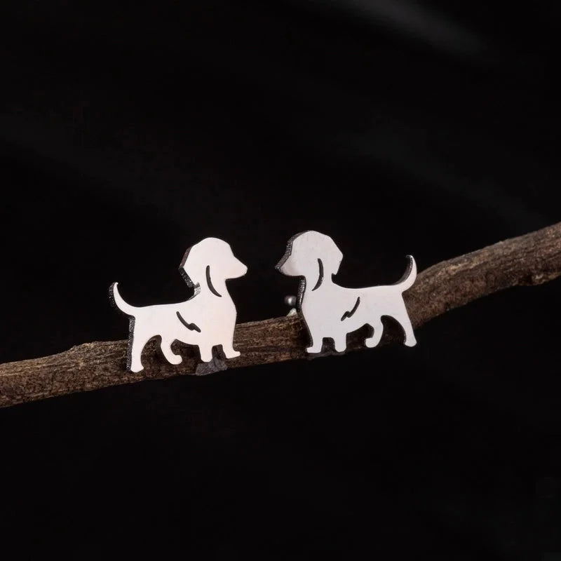 1 Pair Cute Minimalist Dog Polishing 304 Stainless Steel 18K Gold Plated Ear Studs
